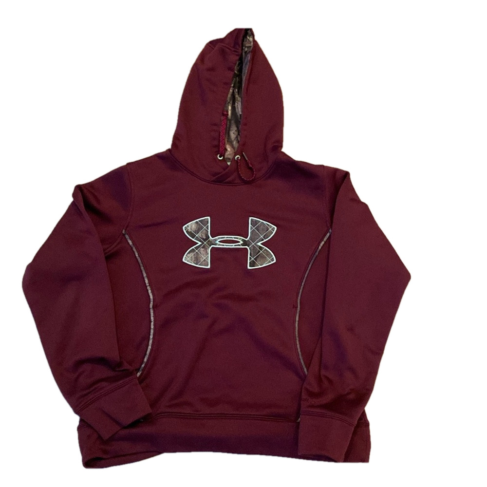 Under Armour burgundy red and camo semi-fitted hoodie fleece pullover
